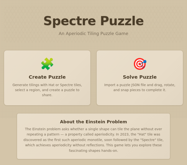 Spectre Puzzle home page